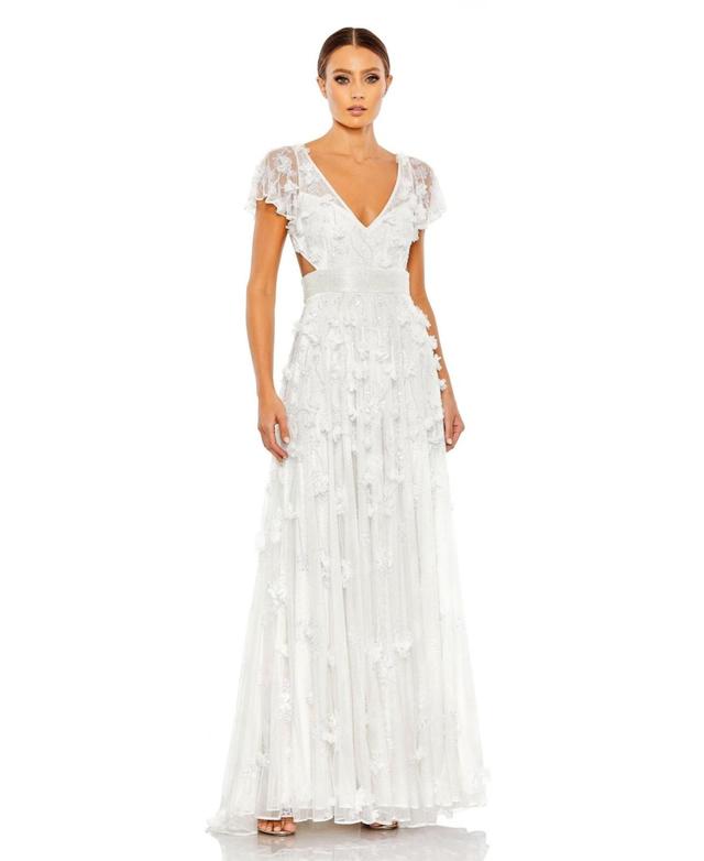 Mac Duggal Womens Embellished Lace Up Flowy Gown Product Image