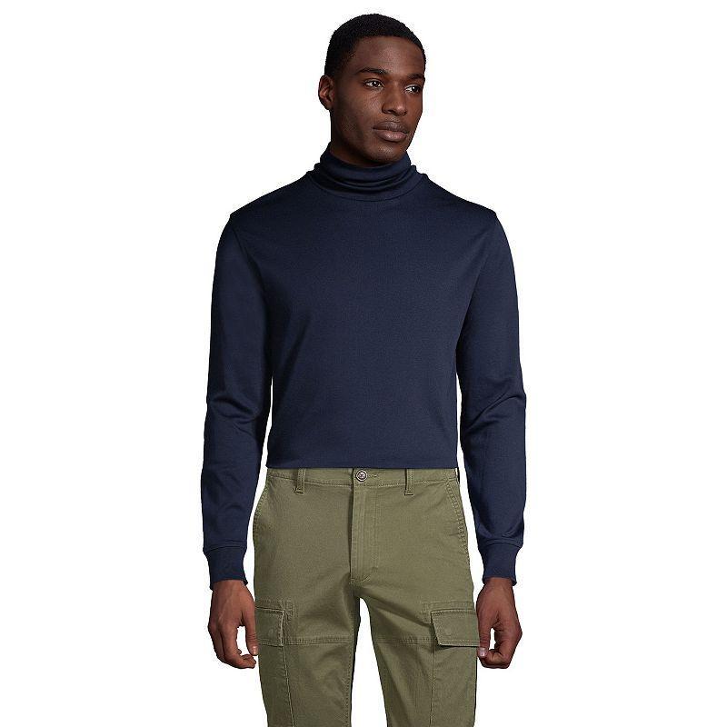 Mens Lands End Super Soft Supima Turtleneck Pale Grey Blue Product Image