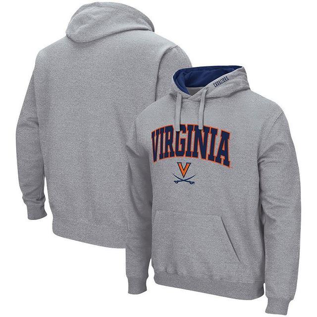 Mens Colosseum Heather Gray Virginia Cavaliers Arch & Logo 3.0 Pullover Hoodie Product Image