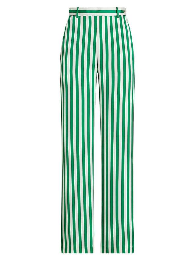 Womens Stripe Silk Crpe De Chine Wide-Leg Pants Product Image