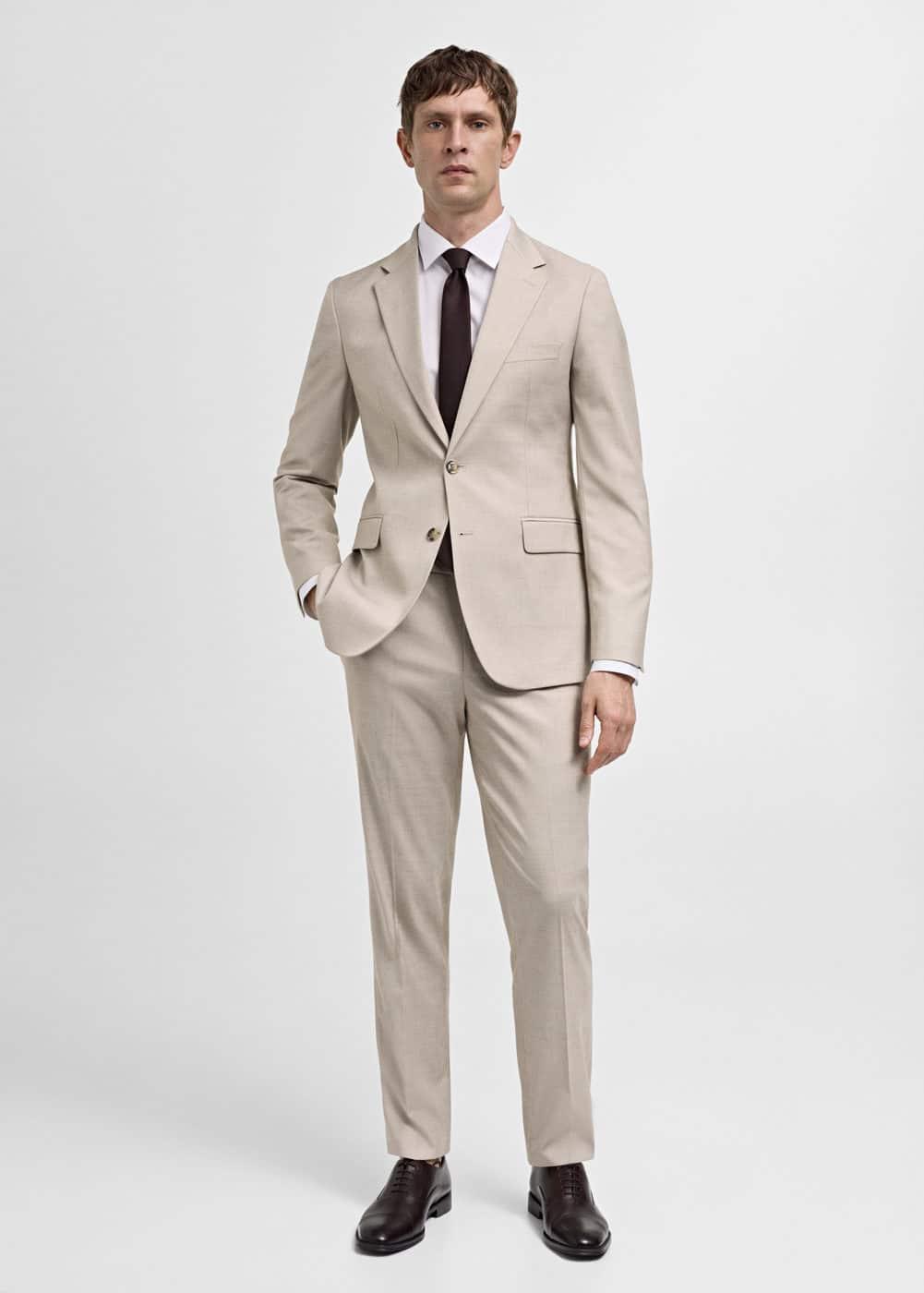 MANGO MAN - Stretch fabric slim-fit suit pants beigeMen Product Image