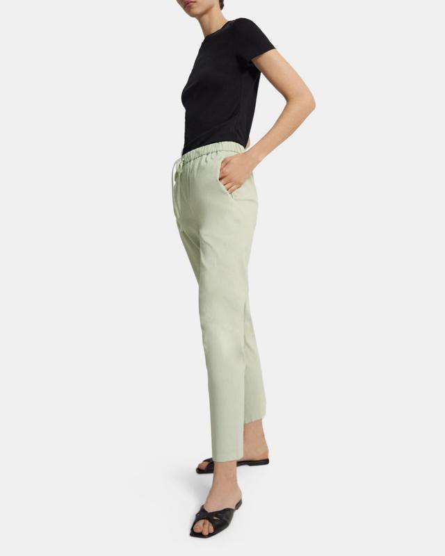 Slim Cropped Jogger in Stretch Linen Product Image