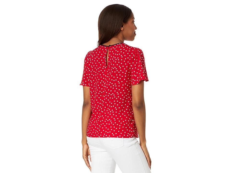 Tommy Hilfiger Womens Dot-Print Flutter-Sleeve Top Product Image