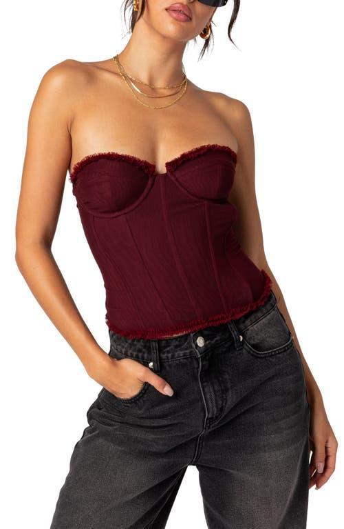 EDIKTED Deirdre Lace-Up Strapless Mesh Corset Top Product Image