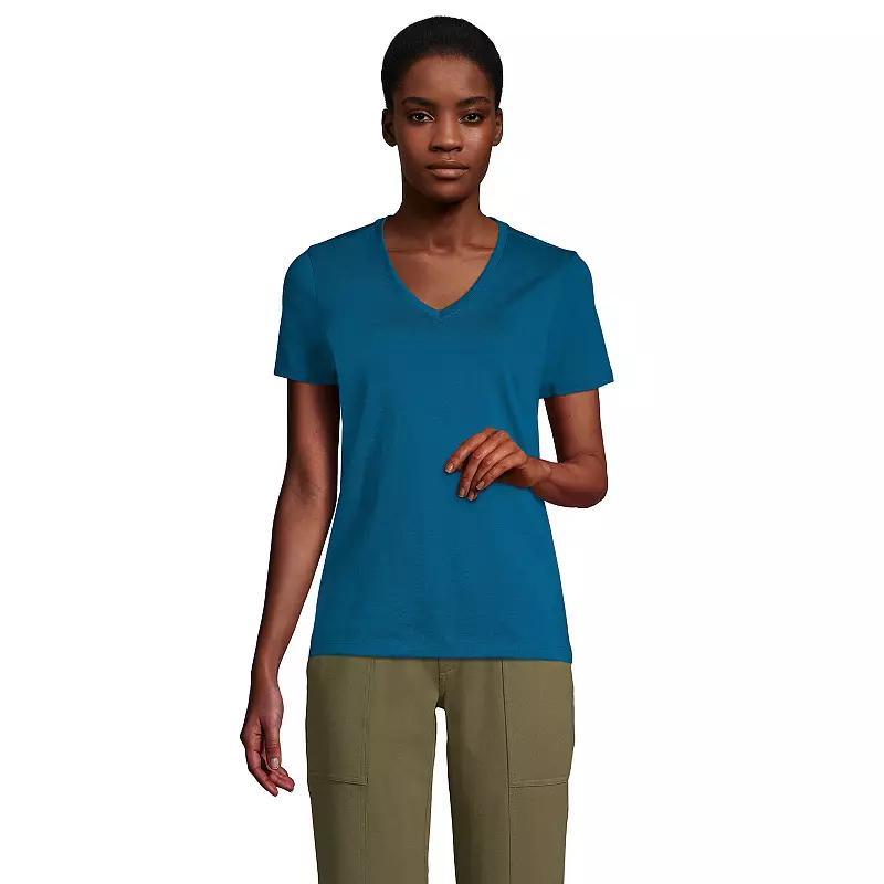 Womens Lands End Relaxed-Fit Supima Cotton V-Neck Tee Rich Red Product Image