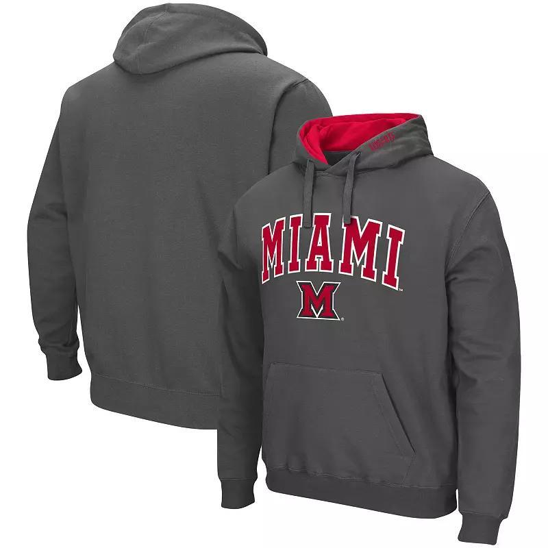 Mens Colosseum Charcoal Miami University RedHawks Arch and Logo Pullover Hoodie Product Image