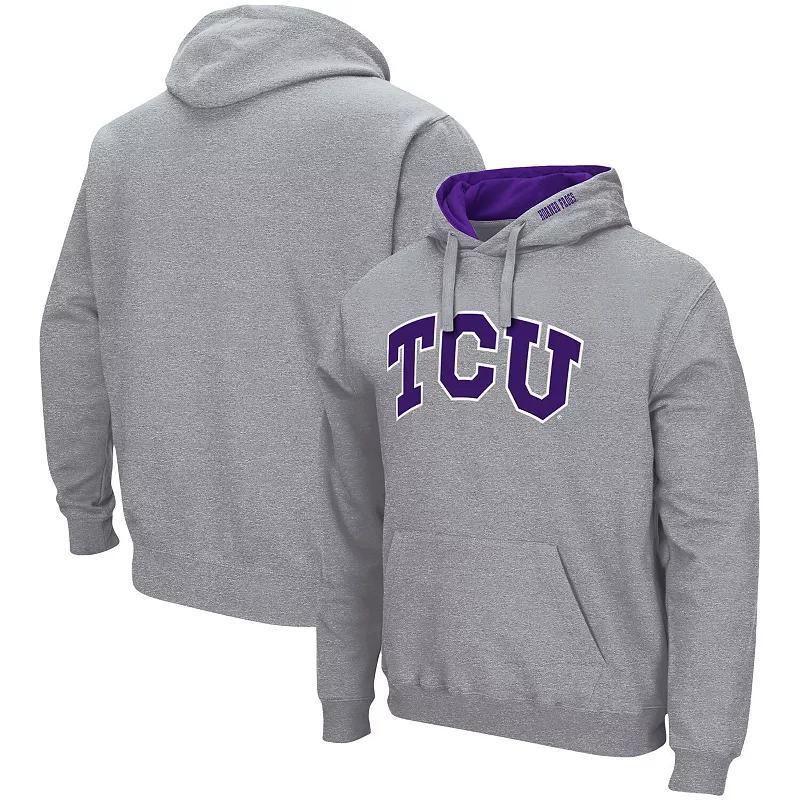 Mens Colosseum Heather Gray TCU Horned Frogs Arch & Logo 3.0 Pullover Hoodie Product Image