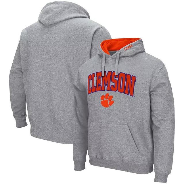 Mens Colosseum Heather Gray Clemson Tigers Arch & Logo 3.0 Pullover Hoodie Product Image