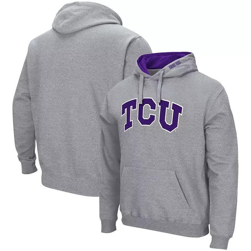 Mens Colosseum Heather Gray TCU Horned Frogs Arch & Logo 3.0 Pullover Hoodie Product Image