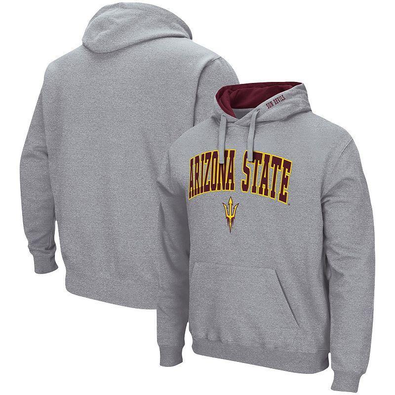 Mens Colosseum Heathered Gray Arizona State Sun Devils Arch & Logo 3.0 Pullover Hoodie Grey Product Image