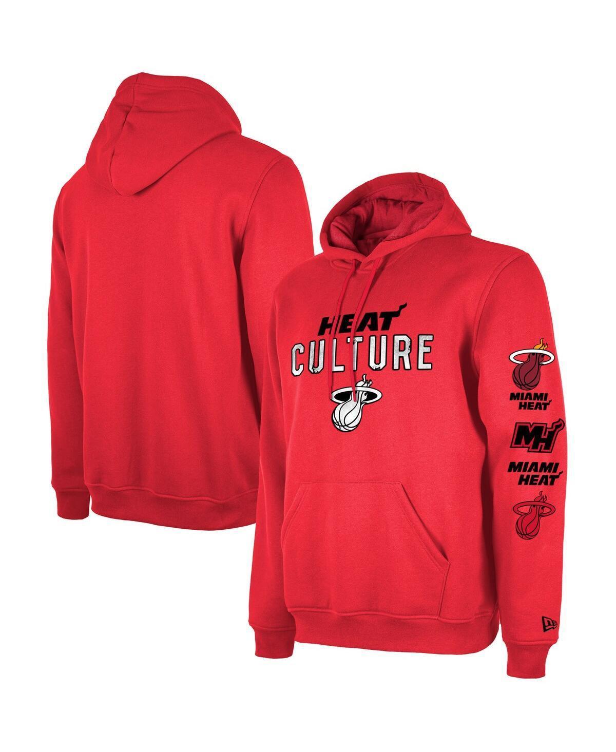 Mens New Era Red Distressed Miami Heat 2023/24 City Edition Big and Tall Pullover Hoodie Product Image