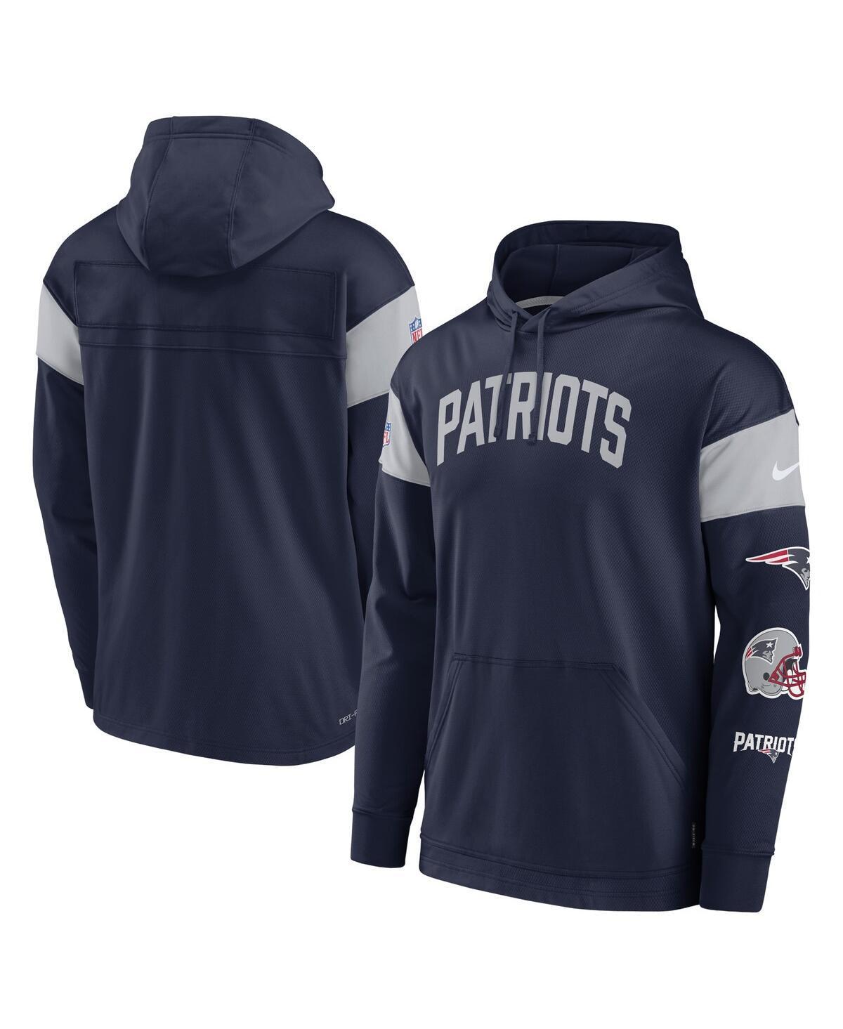 Mens Nike Navy New England Patriots Sideline Athletic Arch Jersey Performance Pullover Hoodie Product Image