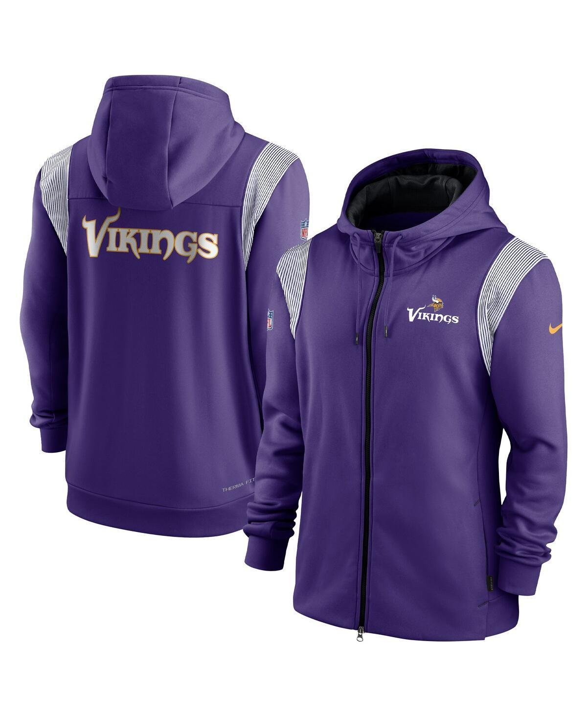 NIKE Men's  Purple, Black Minnesota Vikings Performance Sideline Lockup Full-zip Hoodie In Purple,black Product Image