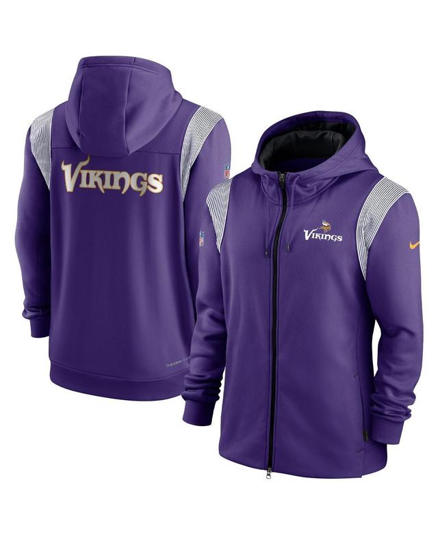 NIKE Men's  Purple, Black Minnesota Vikings Performance Sideline Lockup Full-zip Hoodie In Purple,black Product Image