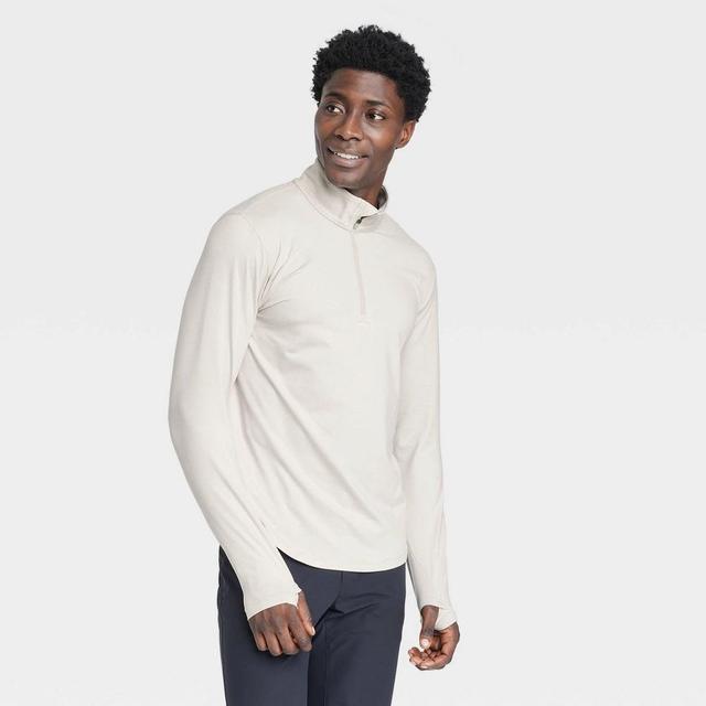 Mens Soft Stretch Zip Top - All In Motion Heathered Beige M Product Image