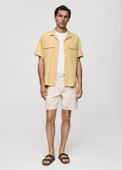 MANGO MAN - Denim cotton cargo shorts off whiteMen Product Image