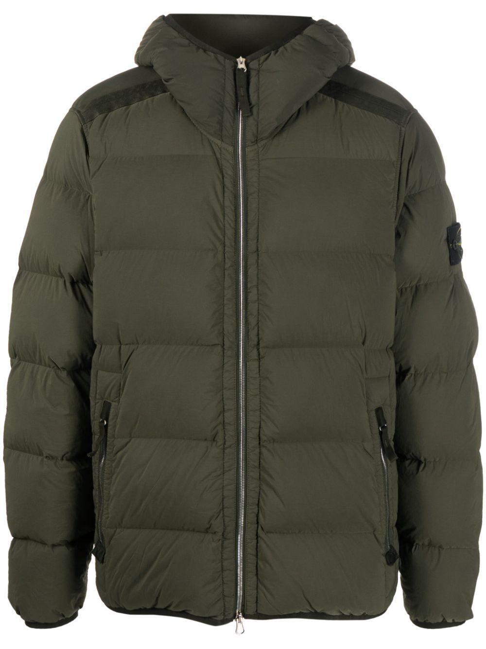 Compass-patch Padded Down Jacket In Green Product Image