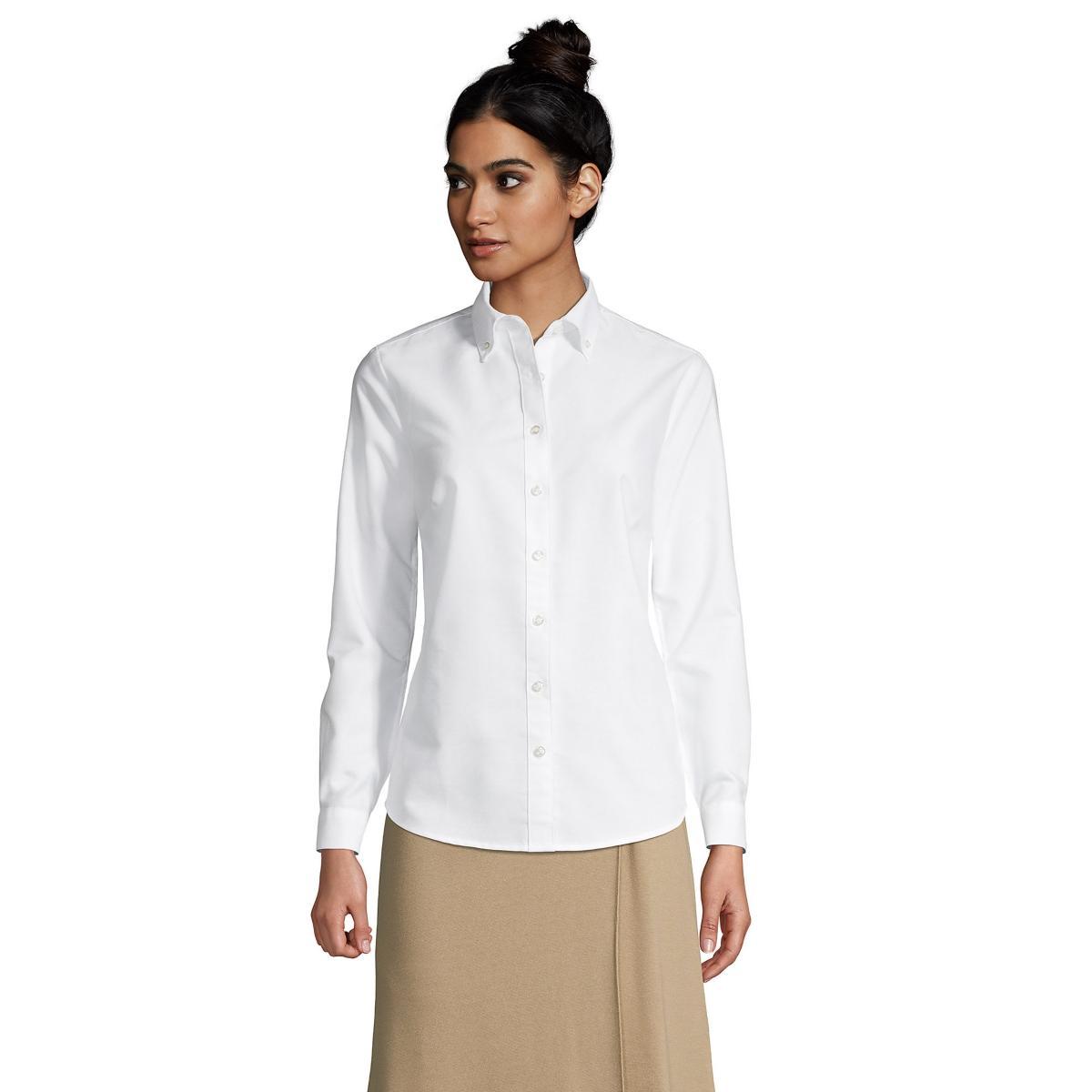 Womens Lands End Long Sleeve Oxford Dress Shirt Product Image