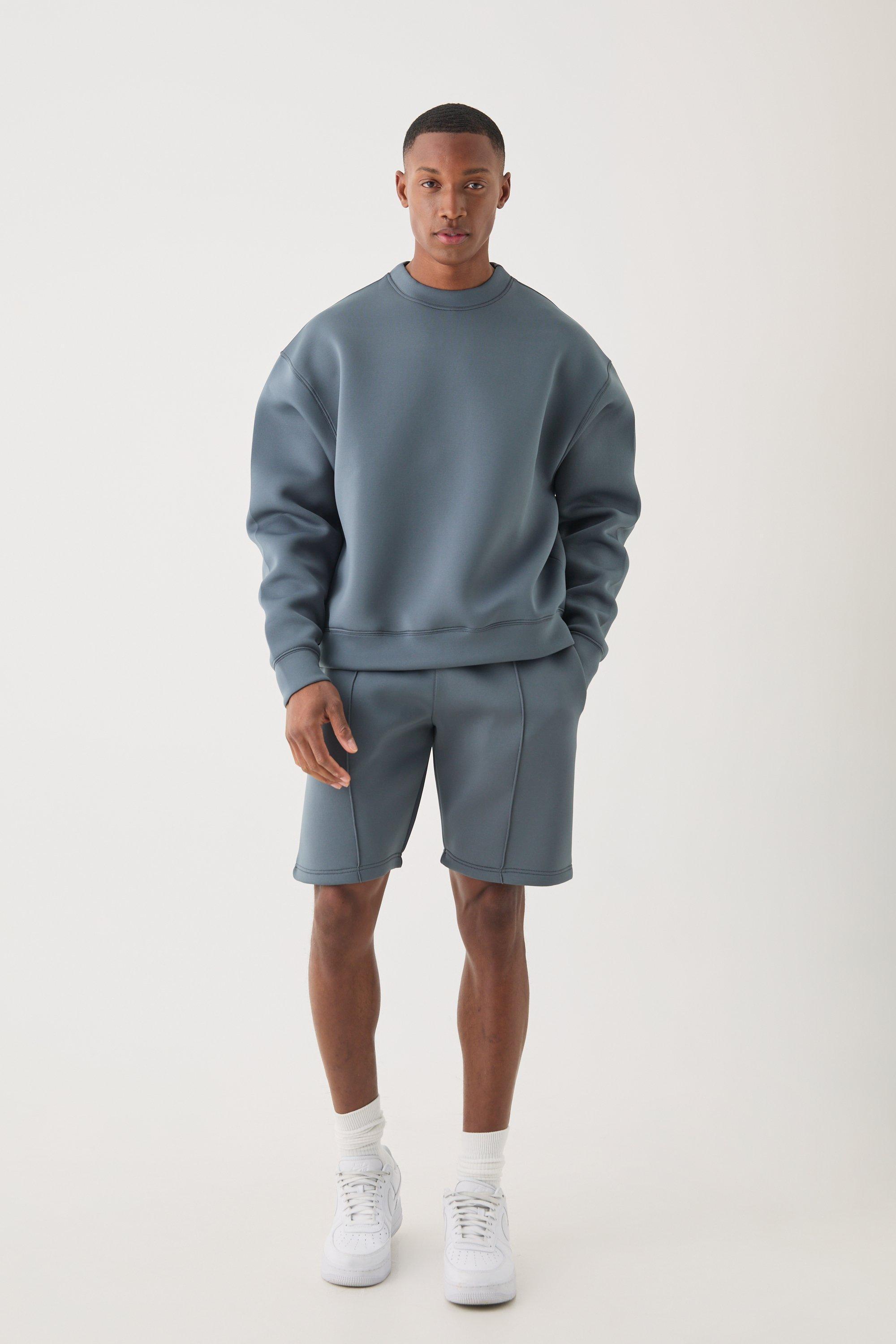 Oversized Boxy Bonded Scuba Sweater Short Tracksuit | boohooMAN USA Product Image