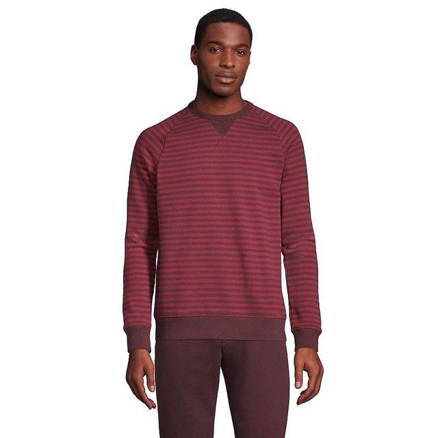 Mens Lands End Serious Sweats French Terry Crewneck Sweatshirt Wine Red Stripe Product Image