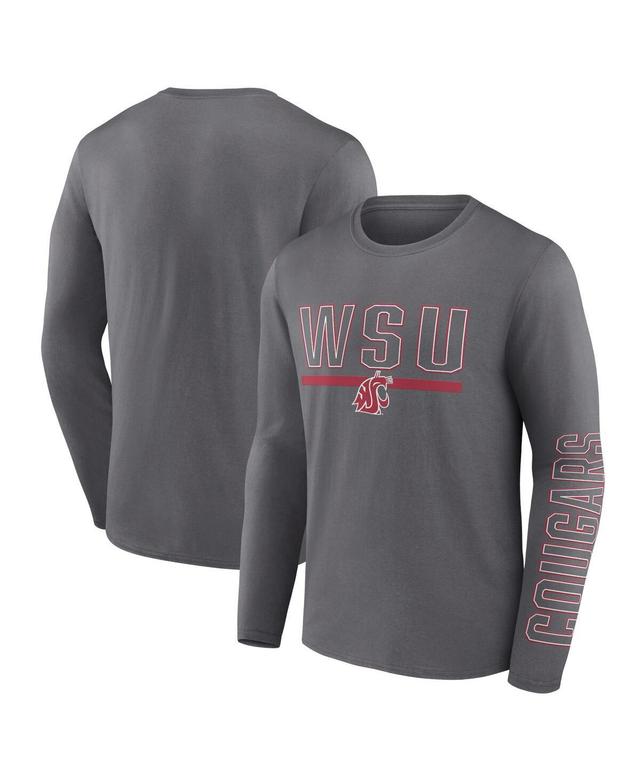 Mens Fanatics Heather Charcoal Washington State Cougars Modern Two-Hit Long Sleeve T-shirt Product Image