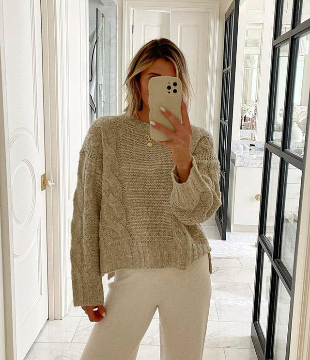 Splendid x Cella Jane Blog Cashblend Cable Knit Crew Neck Long Sleeve Pullover Sweater Product Image