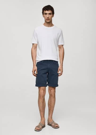 MANGO MAN - Slim-fit denim bermuda shorts indigo blueMen Product Image