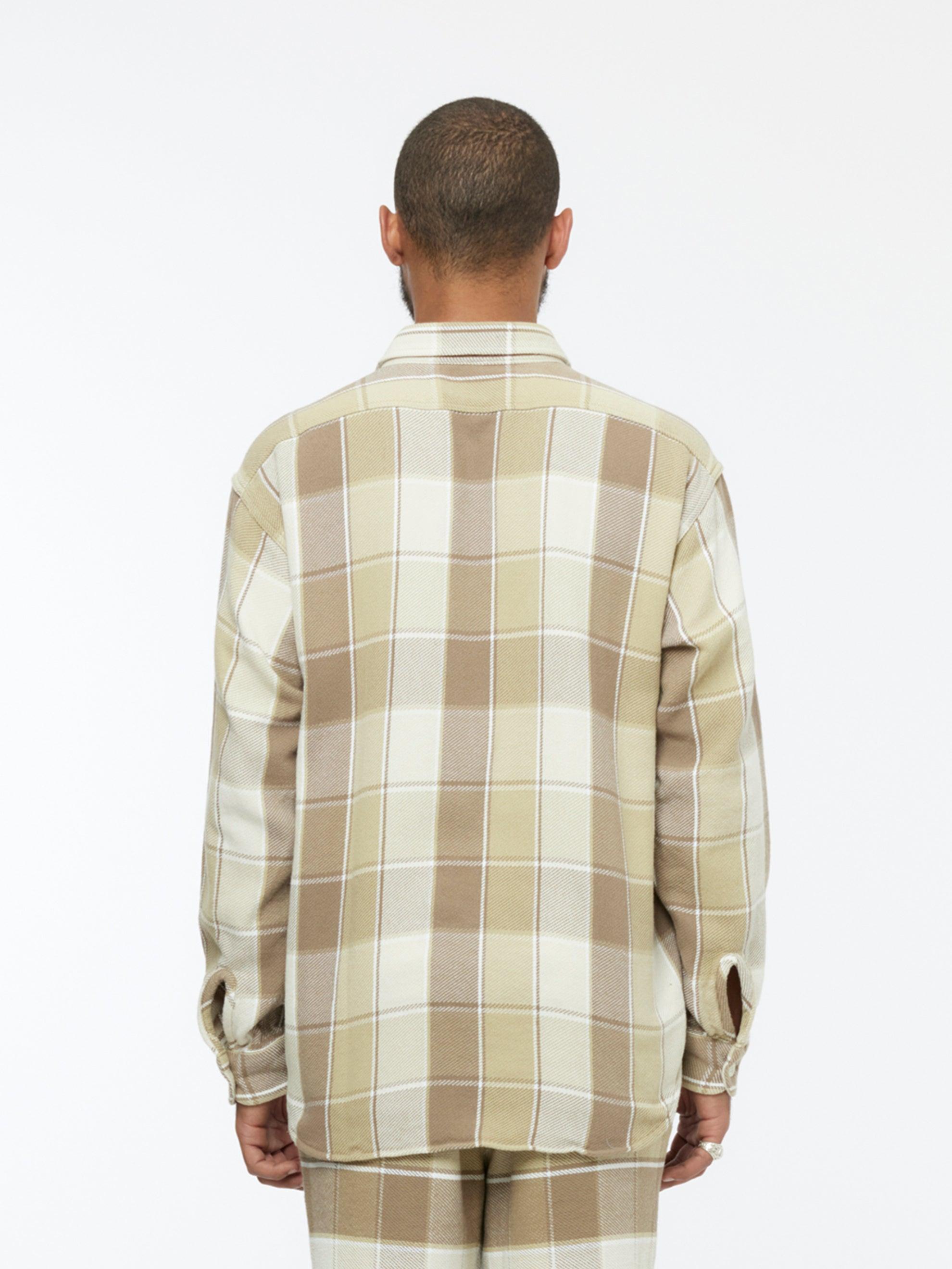 Checkered Pajama Shirt (Beige) Product Image