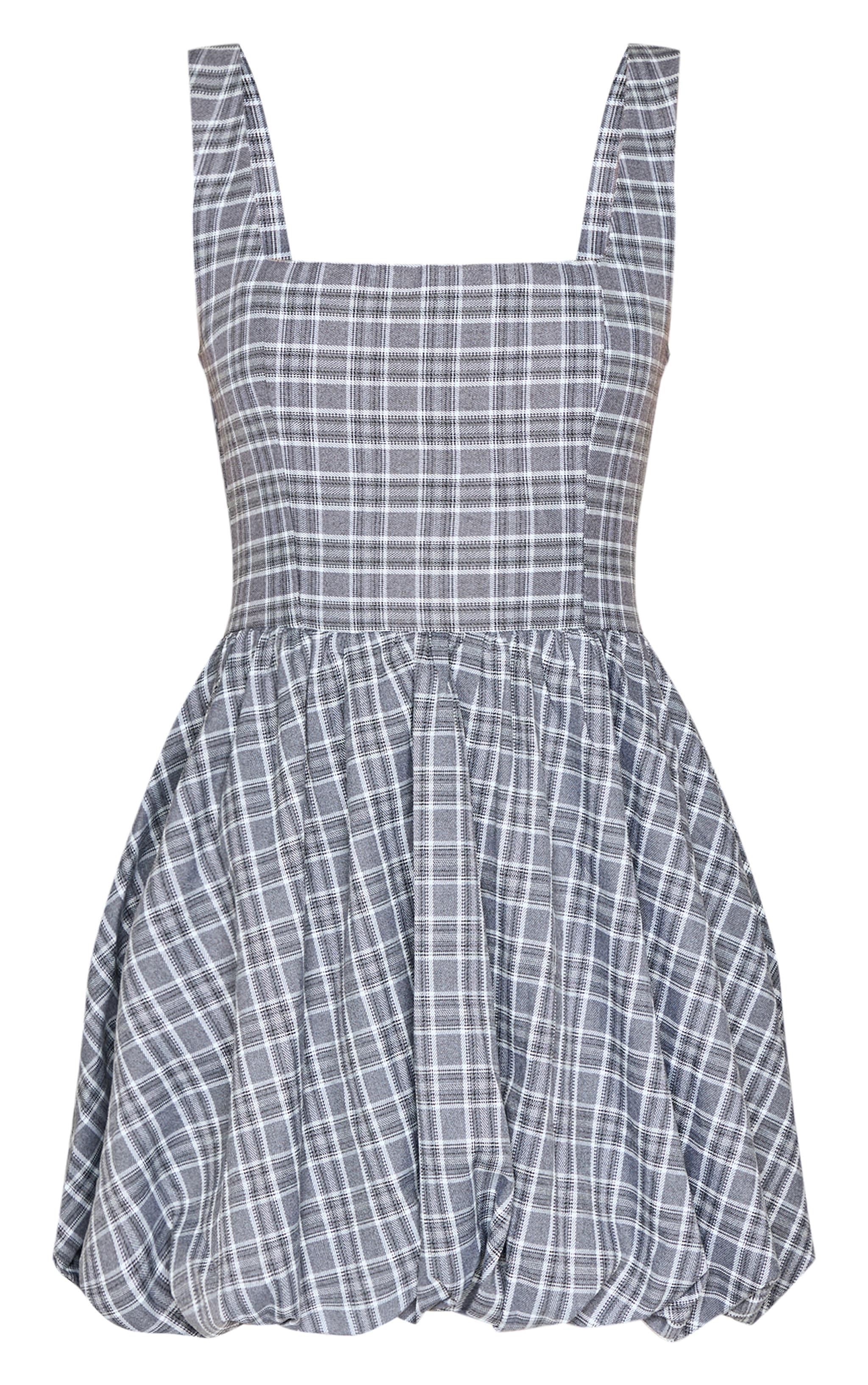 Grey Check Puffball Dress Product Image