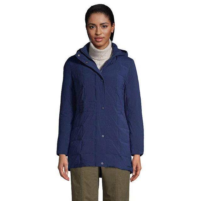 Womens Lands End Quilted Stretch Down Coat Deep Blue Product Image