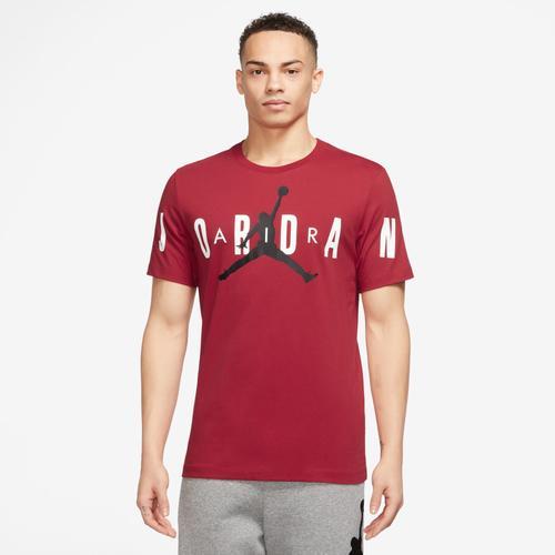 Jordan Mens Jordan Air Stretch Short Sleeve T-Shirt - Mens White/Gym Red/Black Product Image