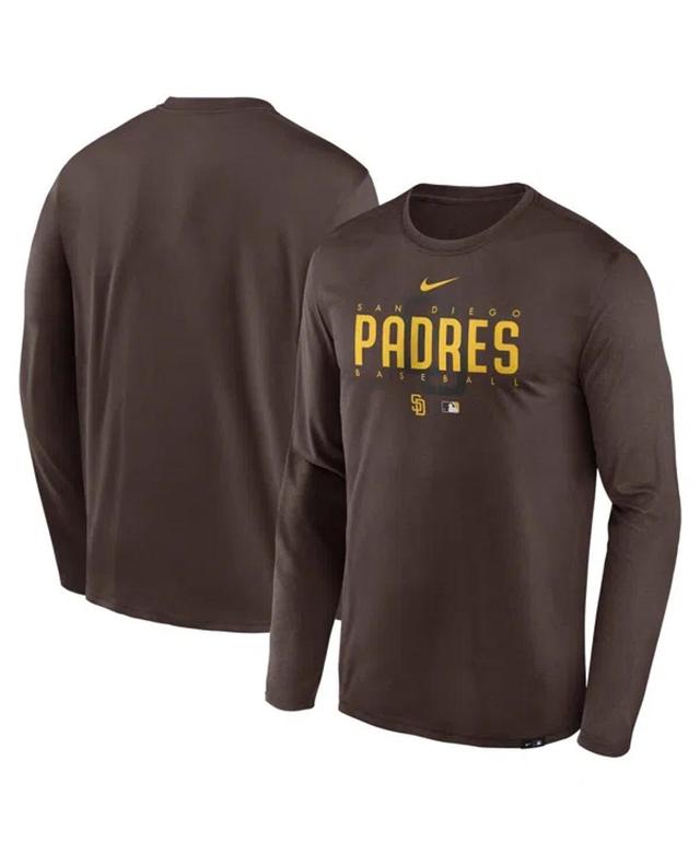 NIKE Men's Brown San Diego Padres Authentic Collection Practice Performance Long Sleeve T-shirt Product Image