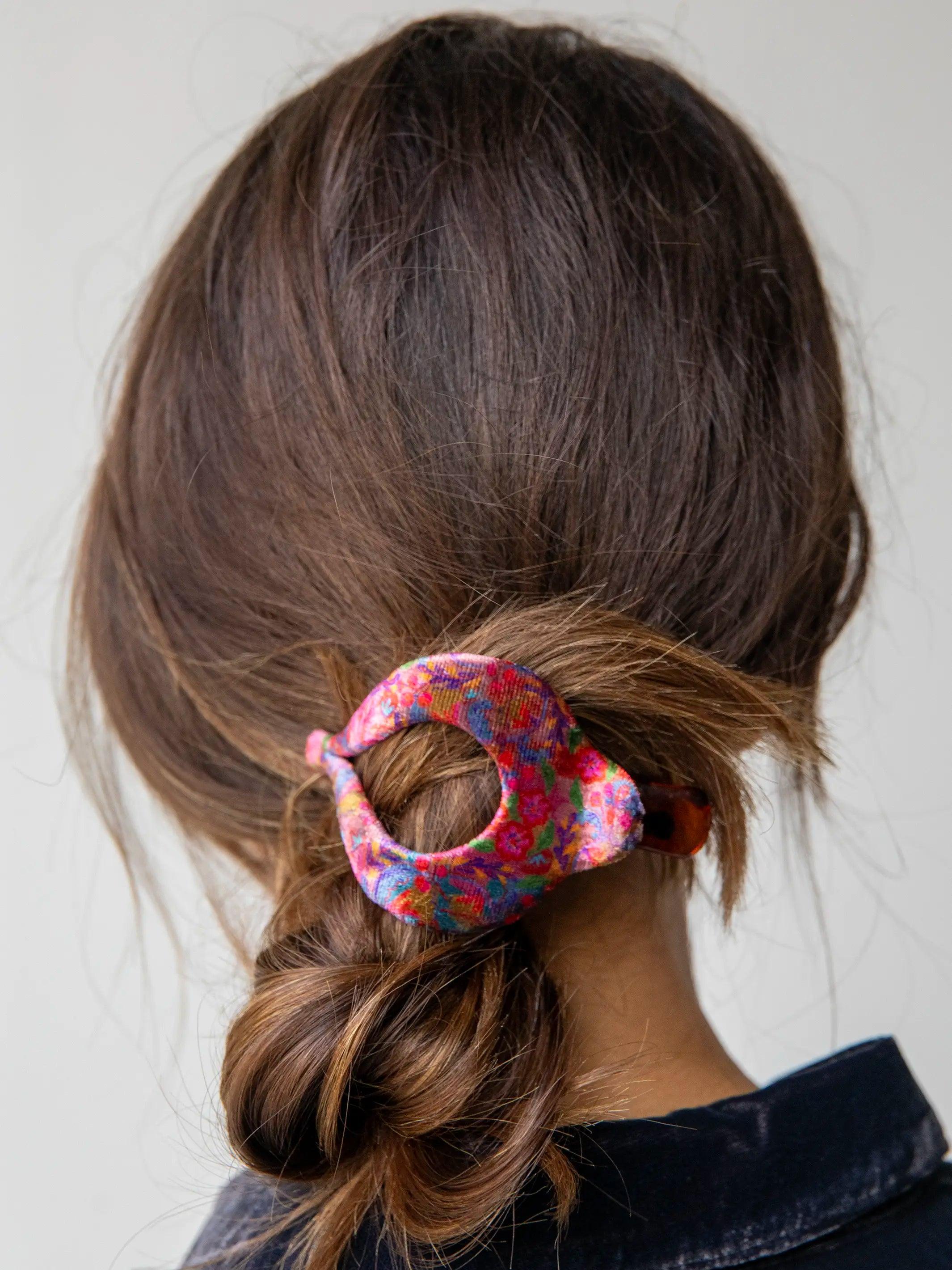 Boho Clip - Velvet Pink Red Folk Floral Product Image