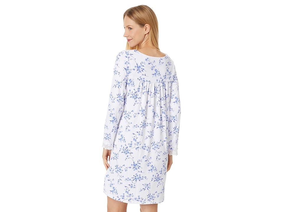 Eileen West Long Sleeve Sweaterknit Gown (White Ground Floral) Women's Pajama Product Image