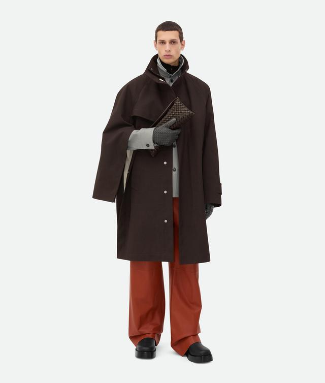 Men's Bonded Wool Cotton Cape Coat in Brown melange/toile Product Image