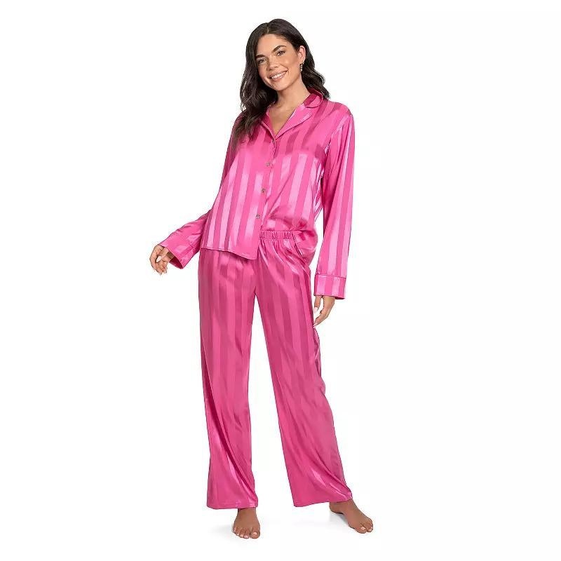 Womens Lilac+London Notch Collar Satin Pajama Top & Pajama Bottom Set Product Image