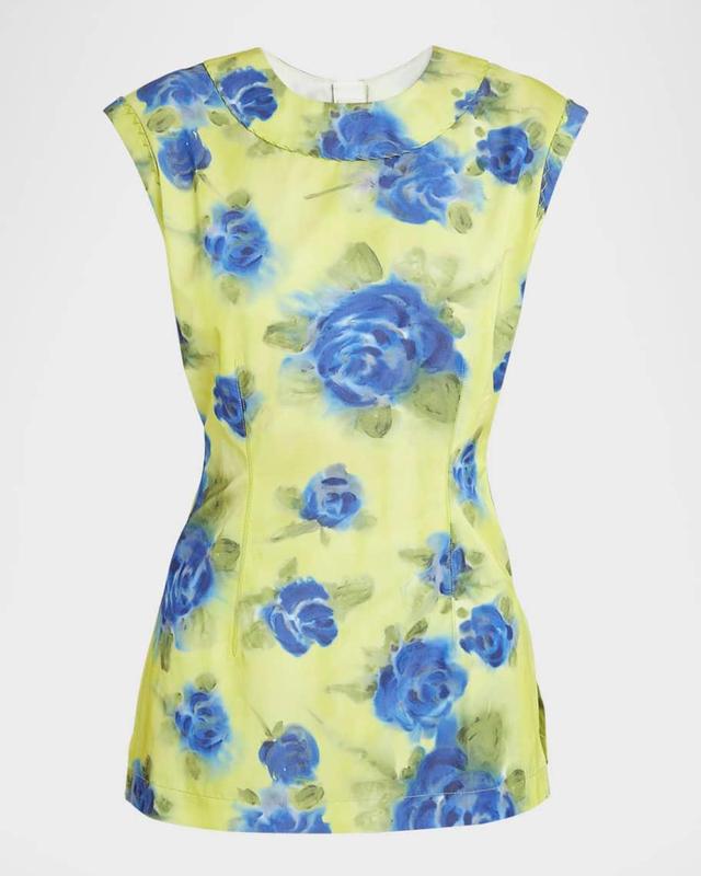 Floral Print Top with Zig-Zag Seam Detail Product Image