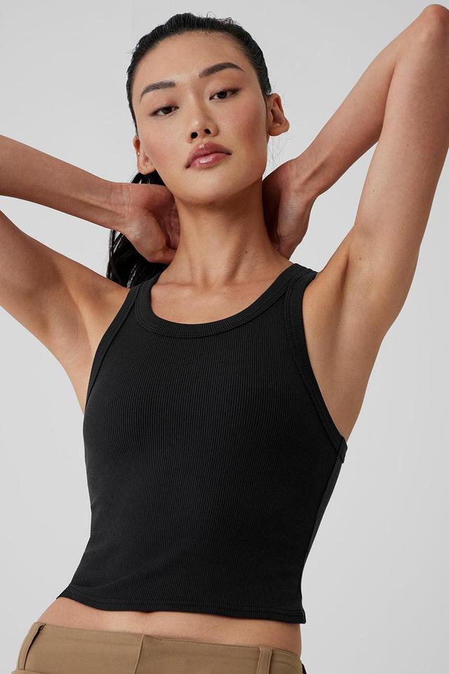 Goddess Ribbed Go-To Tank - Black Product Image