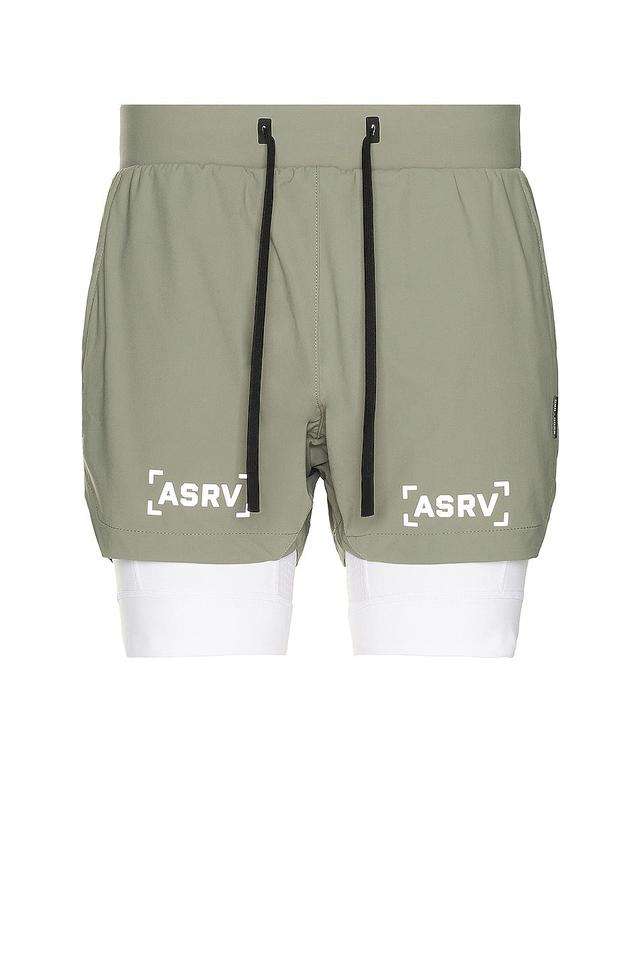 ASRV Tetra-lite 5 Liner Short in Sage/white - Green. (also in ). Product Image