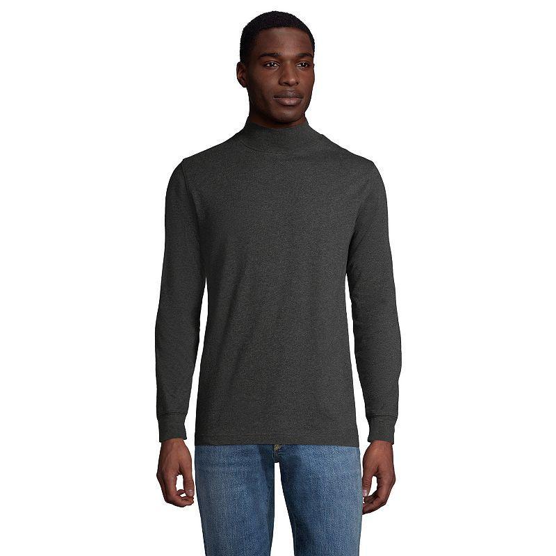 Big & Tall Lands End Super-T Classic-Fit Mock Turtleneck, Mens Dk Grey Heather Product Image