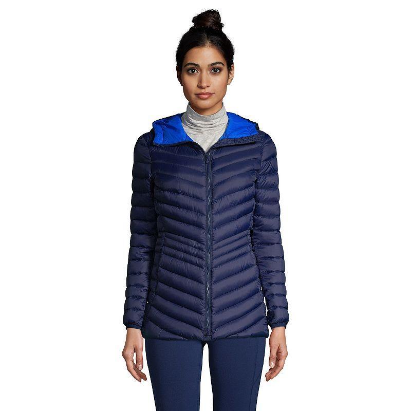 Womens Lands End Hooded Down Wanderweight Ultralight Packable Jacket Product Image