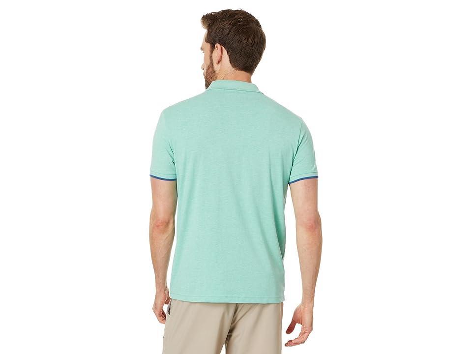 U.S. POLO ASSN. Short Sleeve Slim Fit Colorblock Sash Striped Front Knit Polo Shirt (Jade Heather) Men's Short Sleeve Knit Product Image