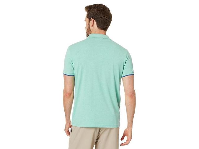 U.S. POLO ASSN. Short Sleeve Slim Fit Colorblock Sash Striped Front Knit Polo Shirt (Jade Heather) Men's Short Sleeve Knit Product Image