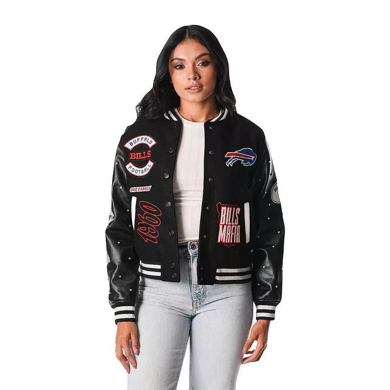 Womens The Wild Collective Buffalo Bills Varsity Full-Snap Sparkle Jacket Product Image