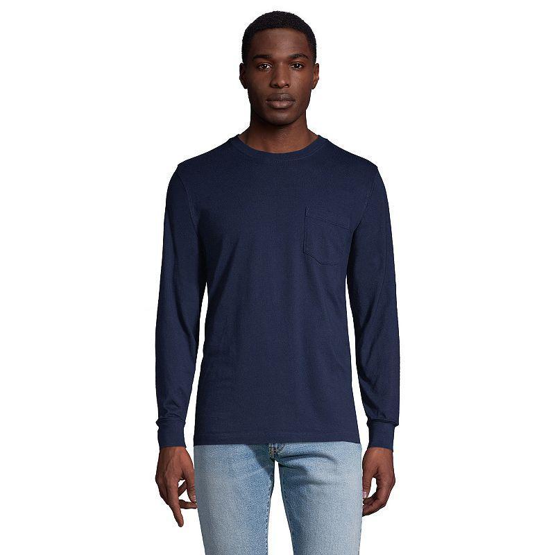 Big & Tall Lands End Super-T Pocket Tee, Mens Dk Grey Heather Product Image