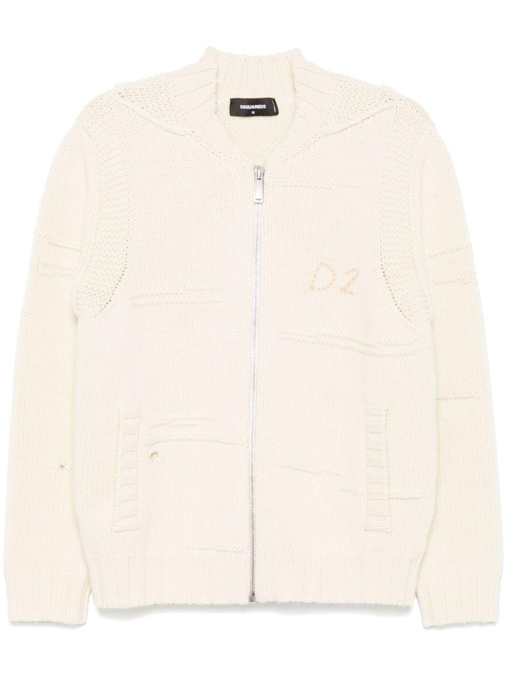 DSQUARED2 Logo-embroidered Cardigan In White Product Image