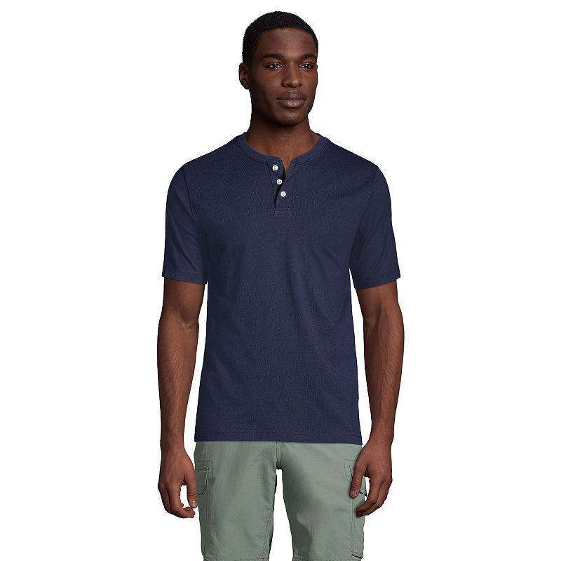 Mens Lands End Classic-Fit Super-T Henley Radiant Blue Product Image