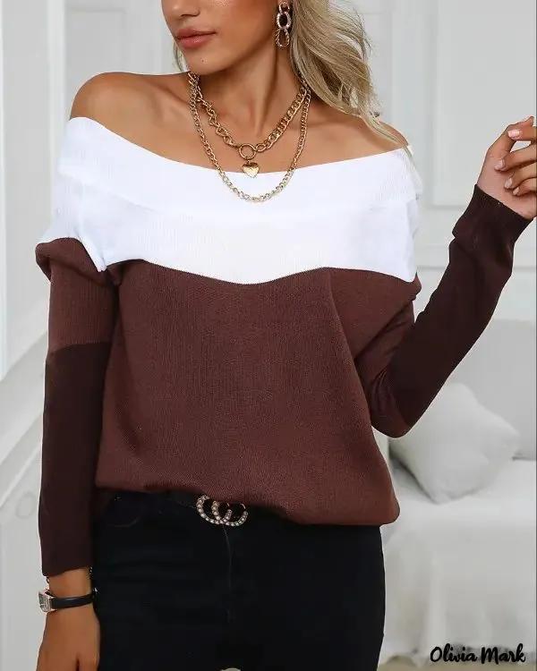 Olivia Mark – Long-sleeved off-the-shoulder sweater Product Image