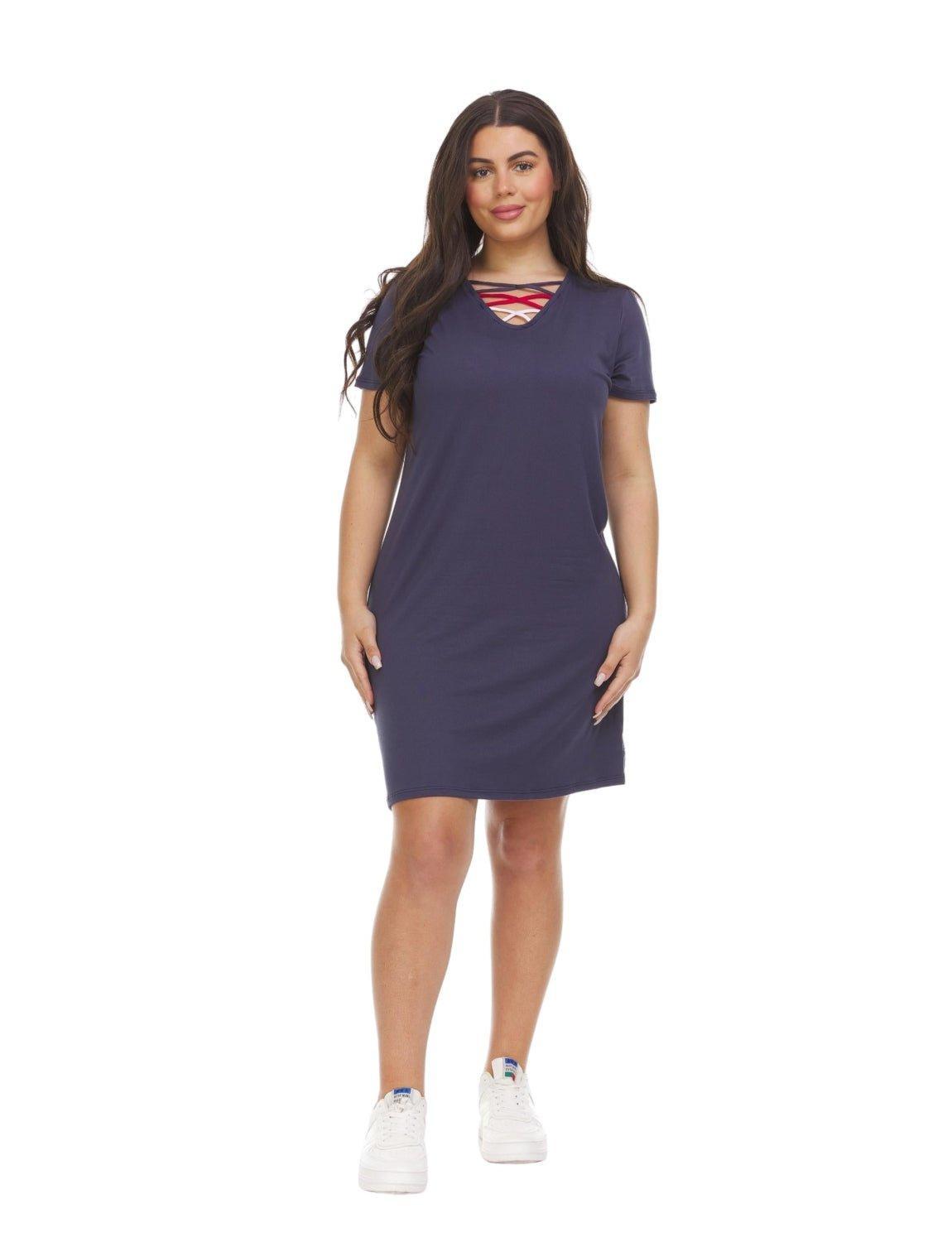 Inner Beauty Short Sleeve V-Neck Dress Product Image