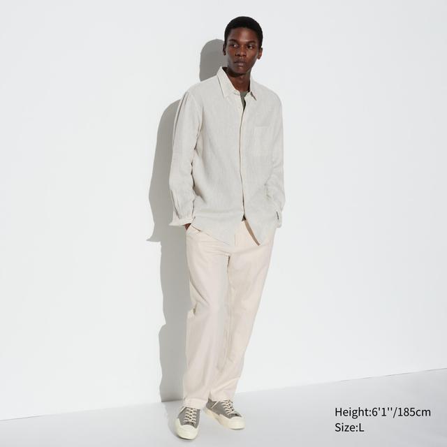 Mens Linen-Blend Relaxed Pants Natural XS UNIQLO US Product Image